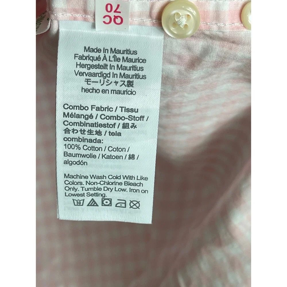 J.Crew Secret Wash Classic Fit Pink Gingham Cotton Shirt Men's L Tall